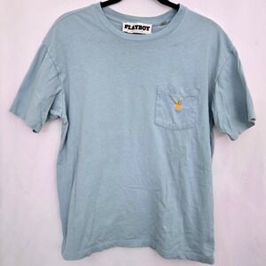 Playboy‎ x Pacsun T-Shirt Mens Small Blue Pocket Bunny Logo Cotton Casual